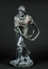 Antoine Bofill, RYBAK RZUCAJĄCY CUMĘ, przed 1910, brąz patynowany
