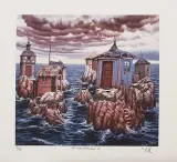 Archipelag by Jacek Yerka, 1994, giclee, sold Jun 2006