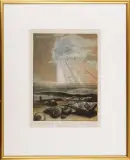 Włodzimierz Kotkowski, Marzenia o morzu, 1977, akwaforta, akwatinta, mezzotinta barw., papier