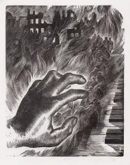 Eugeniusz Pichell, Kompozycja symboliczna, 1965, drzeworyt, bibułka