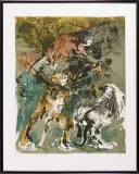Walter Spitzer, Trzy małpy, litografia barwna, papier