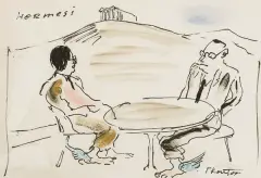 HERMESI by Tadeusz Kantor, tusz pióro, akwarela, kredka, gwasz, papier, sold Jun 2006