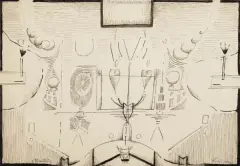 KOMPOZYCJA by Erna Rosenstein, 1986, tusz pióro, pędzel, papier kremowy, sold Jun 2006