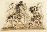 Otto Axer, SCENA FIGURALNA, 1974, tusz, pędzel, papier