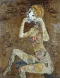 Otto Axer, Akt siedzącej kobiety, 1978, olej, płótno
