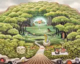 GAMEBOY z cyklu „Kieszonkowa dżungla 2006 by Jacek Yerka, pastel, papier, sold Jun 2006