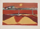 Henryk Hayden, Pejzaż ze słońcem, 1968, litografia barwna, papier