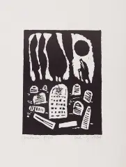 Jerzy Duda-Gracz, Rycina 21 z cyklu Judaica, 1964, drzeworyt, karton