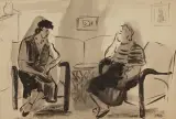 Maria Bronikowska, Zwierzenia, lata 50., tusz pędzel lawowany, karton kremowy