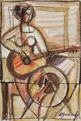 Eugeniusz Gerlach, Kobieta z gitarą, pastel, karton