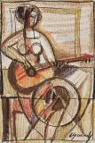 Eugeniusz Gerlach, Kobieta z gitarą, pastel, karton