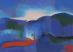 Ryszard Miłek, Pejzaż błękitny, 1996, pastel, papier