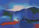 Ryszard Miłek, Pejzaż błękitny, 1996, pastel, papier
