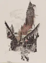 Kraków by Luigi Kasimir, litografia barwna, papier, sold May 2006