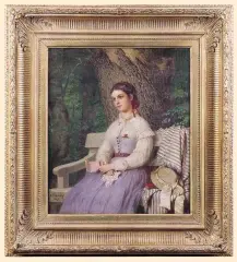 Emil Teschendorff, ZAMYŚLONA - NAD LISTEM, 1867, olej, płótno