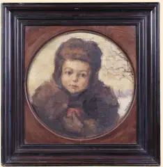 Peter Hirsch, PORTRET DZIECKA, olej, płyta