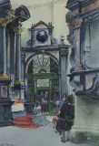 Kossak W. i Tondos S., WNĘTRZE KATEDRY NA WAWELU, 1910, akwarela, tempera, gwasz, ołówek