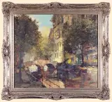 Gerhard Dickmeis, MOSTEK NAD KANAŁEM W AMSTERDAMIE, olej, płótno