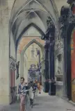 Kossak W. i Tondos S., WNĘTRZE KATEDRY NA WAWELU, 1910, akwarela, tempera, gwasz, ołówek