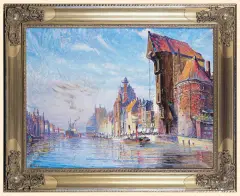 Theodor Urtnowski, GDAŃSK – ŻURAW NAD MOTŁAWĄ, przed 1939, olej, płótno