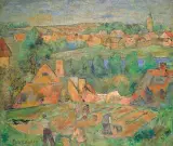 Jerzy Fedkowicz, MIKOŁAJKI - WIDOK MIASTECZKA, 1949, olej, płótno