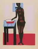 Akt z miednicą by Jerzy Nowosielski, 1999, serigrafia barwna, papier, sold Apr 2006