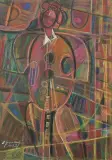Eugeniusz Gerlach, Wiolonczelistka, 1972, pastel, karton czarny