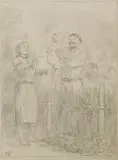 Juliusz Krajewski, Rodzina chłopska, lata 50., ołówek, karton