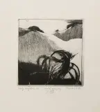 Andrzej Pietsch, Mały krajobraz W, 1981, akwaforta, mezzotinta, druk wypukły suchy, papier