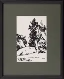 Jacek Barszcz, Pejzaż, 23.VIII.2001, czarny tusz, tektura kredowana
