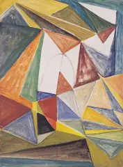 Jonasz Stern, Bez tytułu, ok. 1950, akwarela, gwasz, papier naklejony na płytę