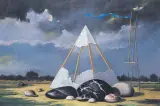 Marian Michalik, Martwa natura w pejzażu, 1996, pastel, papier