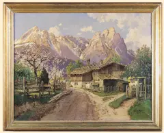 Hans Frahm, WIOSNA W GARMISCH, olej, płótno