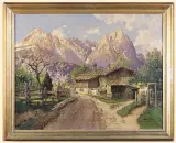 Hans Frahm, WIOSNA W GARMISCH, olej, płótno