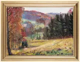 Fryderyk Pautsch, JESIEŃ W KARPATACH, 1936, olej, płótno naklejone na tekturę