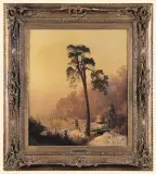 Theodor Blätterbauer, POLOWANIE W ZIMOWY PORANEK, 1864, olej, płótno