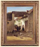 Emil Hallatz, NA PODWÓRZU, ok. 1875, olej, płótno