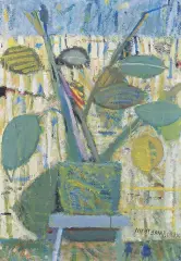 Artur Nacht-Samborski, FIKUS W DONICY, 1970 -1972, olej, płótno
