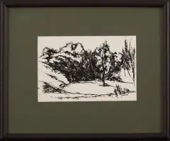 Jacek Barszcz, Polana z drzewem, VII, 1998, tusz, tektura kredowana