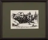 Jacek Barszcz, Polana z drzewem, VII, 1998, tusz, tektura kredowana