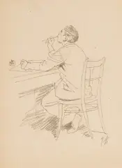 Juliusz Krajewski, Mężczyzna piszący przy stole, ołówek, papier