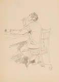 Juliusz Krajewski, Mężczyzna piszący przy stole, ołówek, papier