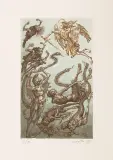 Z cyklu „Apokalipsa” by Jan Lebensztejn, 1985, litografia barwna, papier, sold Mar 2006