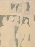 Adam Podhorecki, Postaci, 1952, akwarela, ołówek, papier