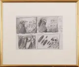 Cztery szkice by Franciszek Starowieyski, 1988, ołówek, papier zeszytowy w kratkę, sold Mar 2006