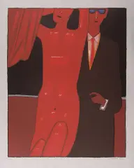 Jerzy Nowosielski, Portret ślubny, 1998, serigrafia barwna, papier jasnoszary