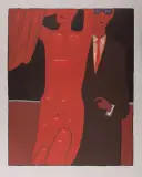 Portret ślubny by Jerzy Nowosielski, 1998, serigrafia barwna, papier jasnoszary, sold Feb 2006