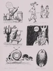 Karol Baraniecki, Sześć rysunków satyrycznych, litografia, papier