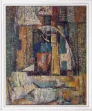 Franciszek Czekaj, Kompozycja – zielono-biało-złote formy, 196, olej, płótno