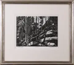 Tadeusz Dworzański, Złote Góry, 1956, drzeworyt, papier